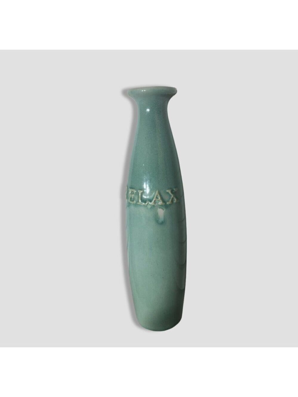 Art Pottery Vase Ceramic Relax Imprint Seafoam Green